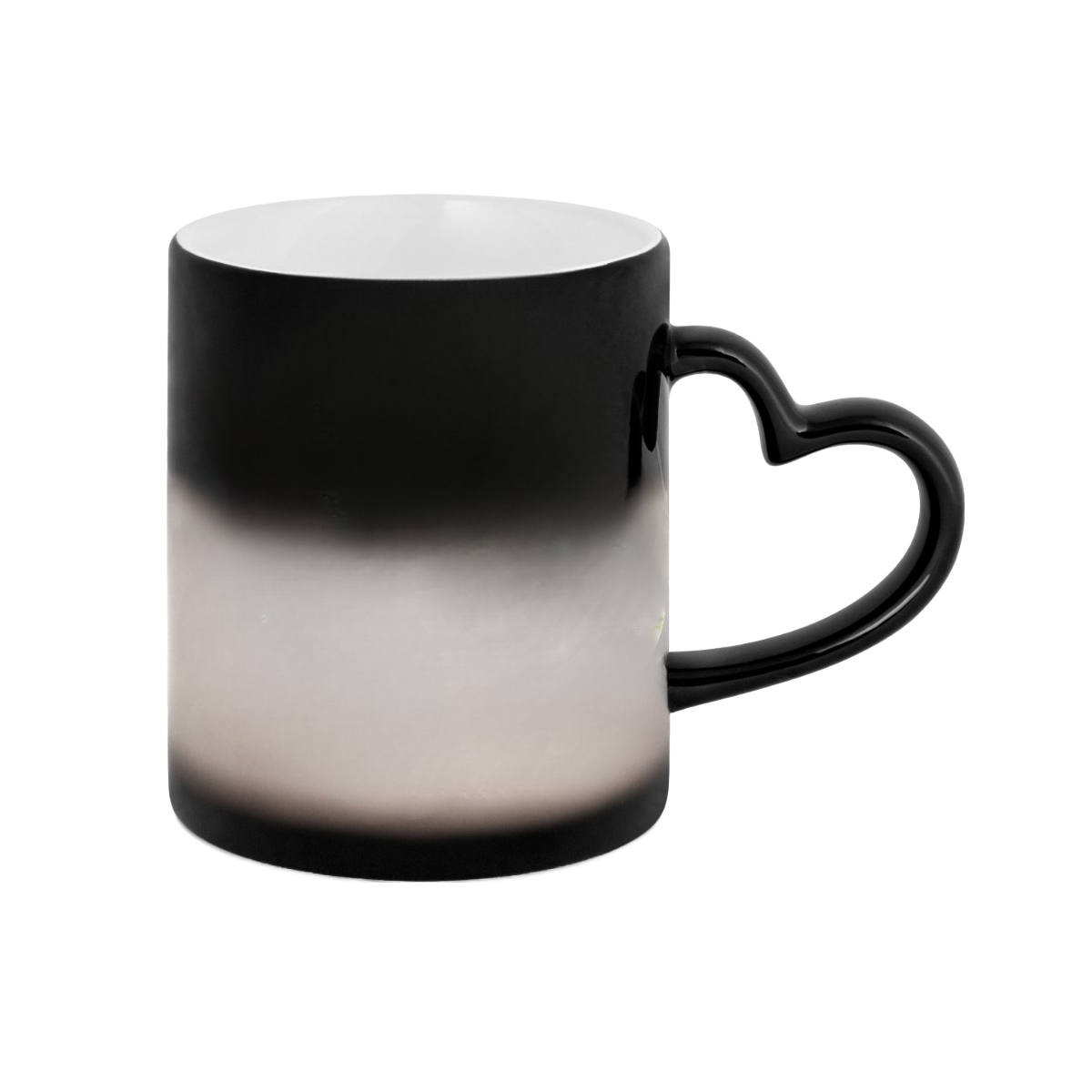 Color-changing mug with magic thermal effect and heart handle