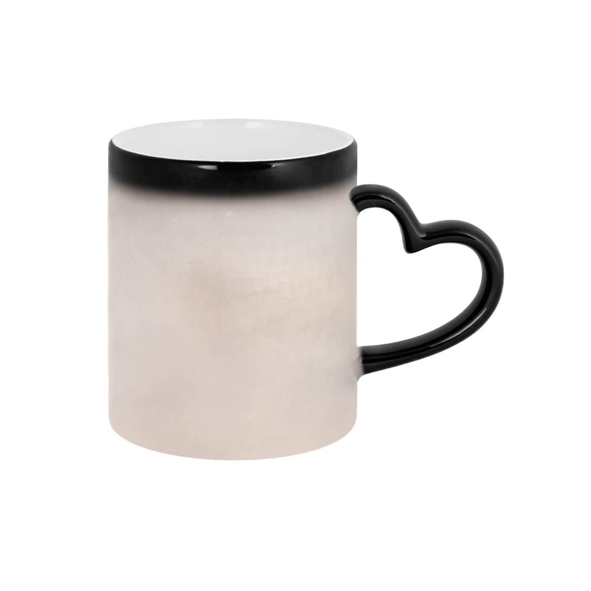 Color-changing mug with magic thermal effect and heart handle