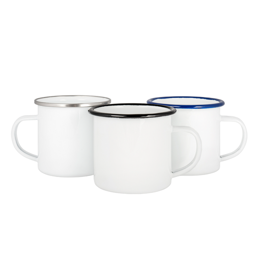 Enamel mug with colored rim 12oz