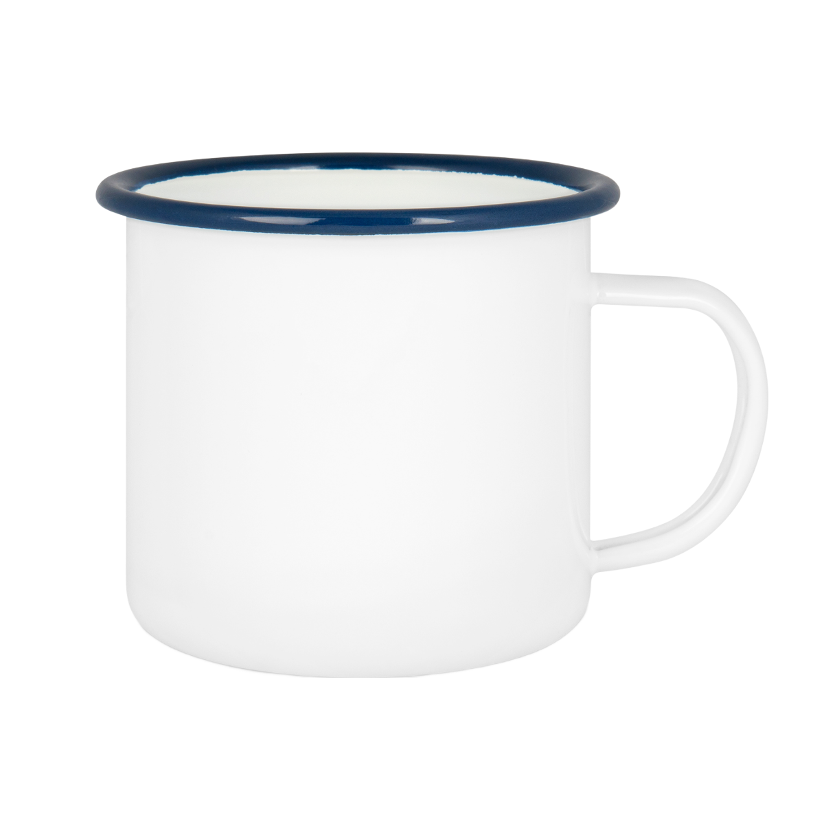 Emailletasse weiß 18oz, mit farbigem Tassenrand