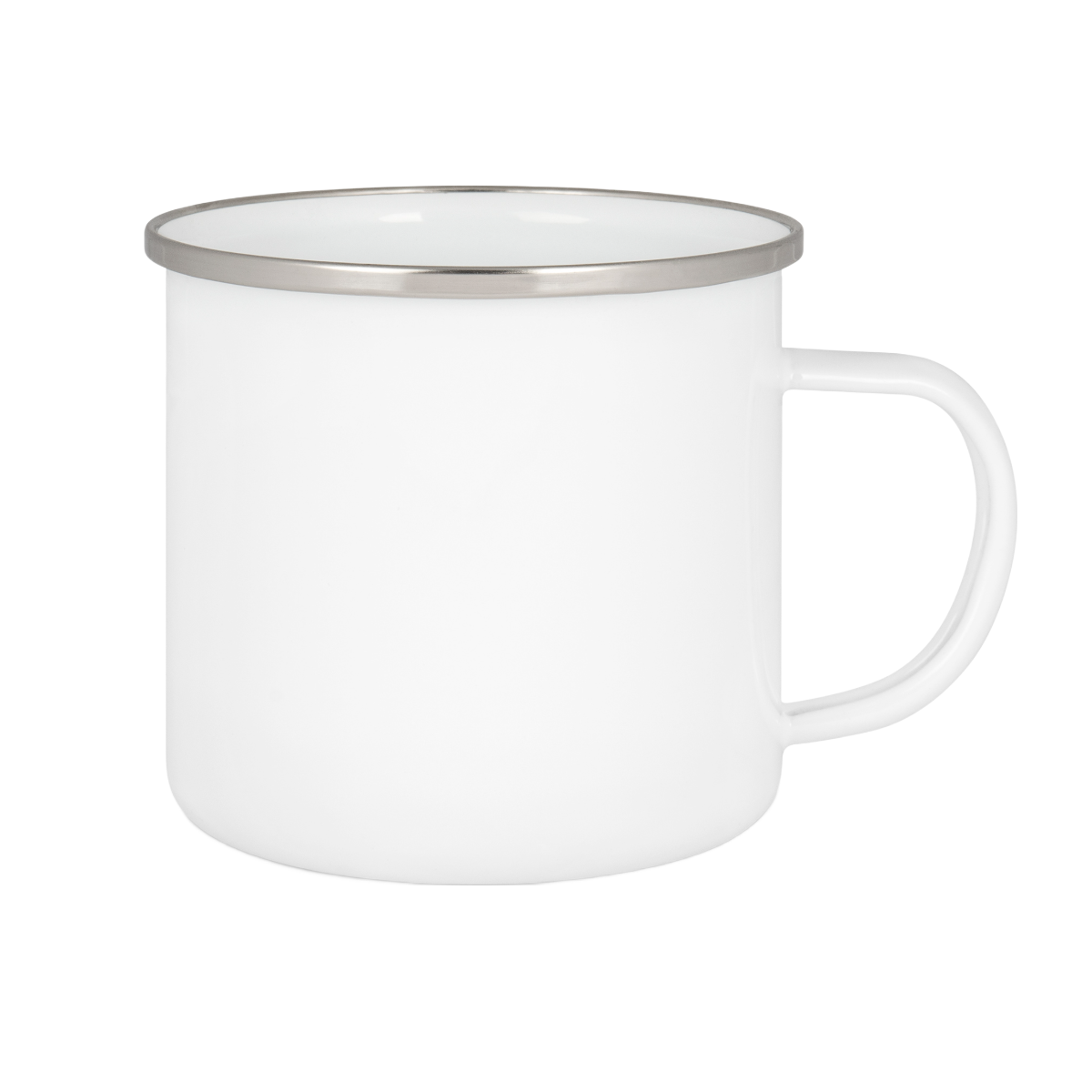 Emailletasse weiß 18oz, mit farbigem Tassenrand