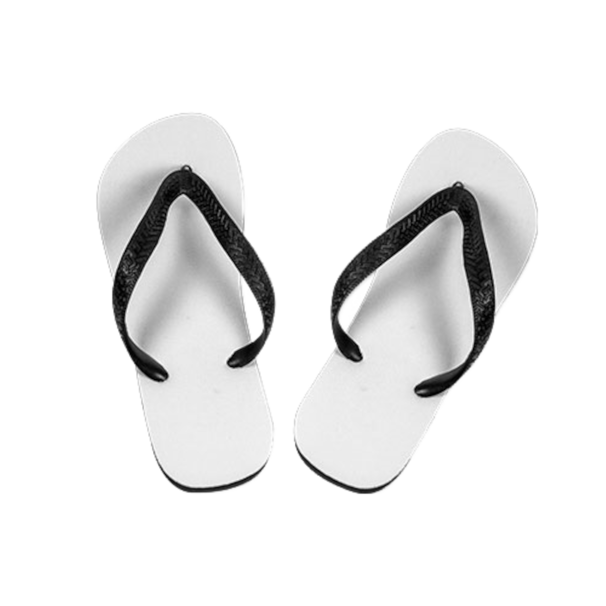 Flip flop sandals with white textile surface
