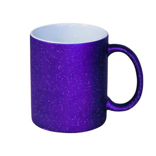 Color-changing mug with glitter particles and magic thermo effect