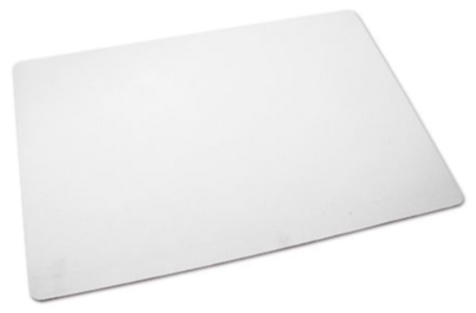 Textile placemat white with black rubber backing, size 390 x 260 mm