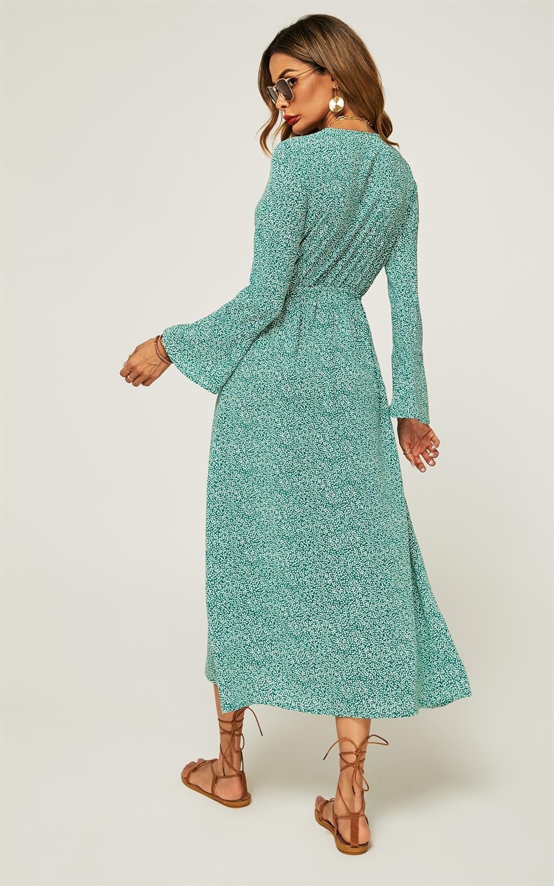 Floral Maxi Summer Dress In Mint Green