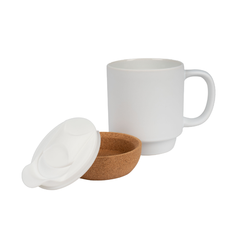Keramiktasse mit abnehmbarem Korksockel