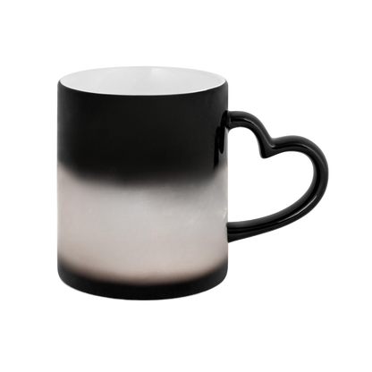 Color-changing mug with magic thermal effect and heart handle