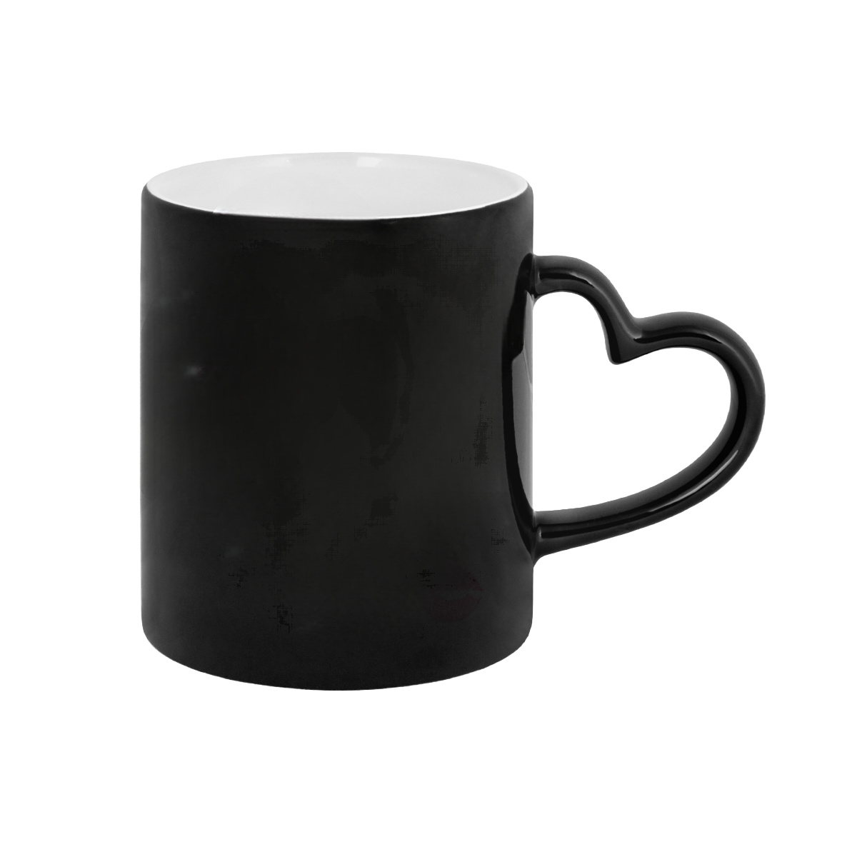 Color-changing mug with magic thermal effect and heart handle