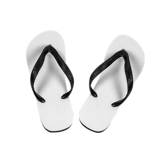 Flip flop sandals with white textile surface