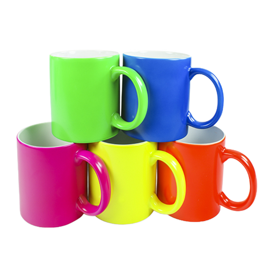 Ceramic mug with neon surface
