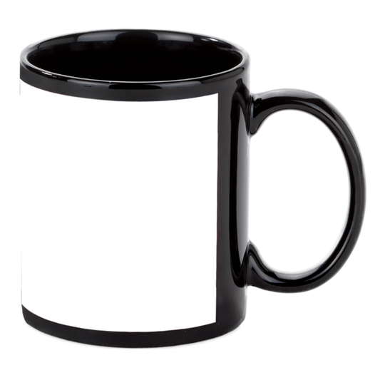 Black ceramic mug with print field