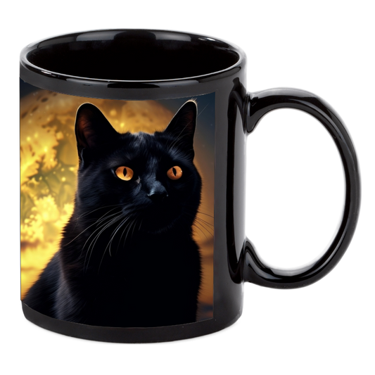 Black ceramic mug with print field