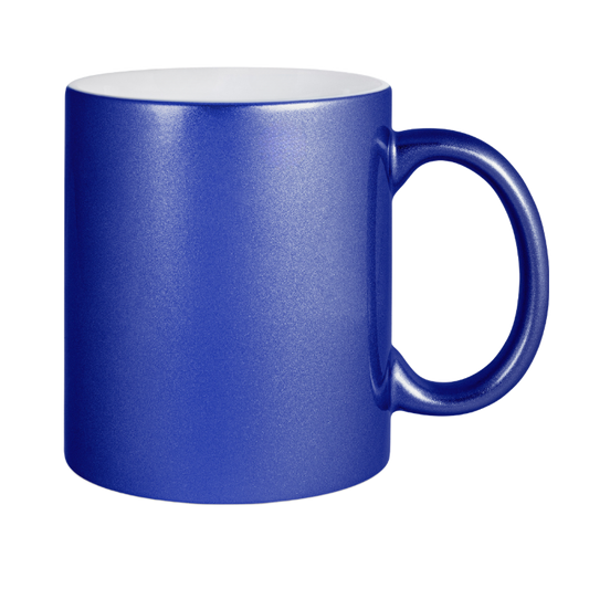 Ceramic mug with mother-of-pearl effect