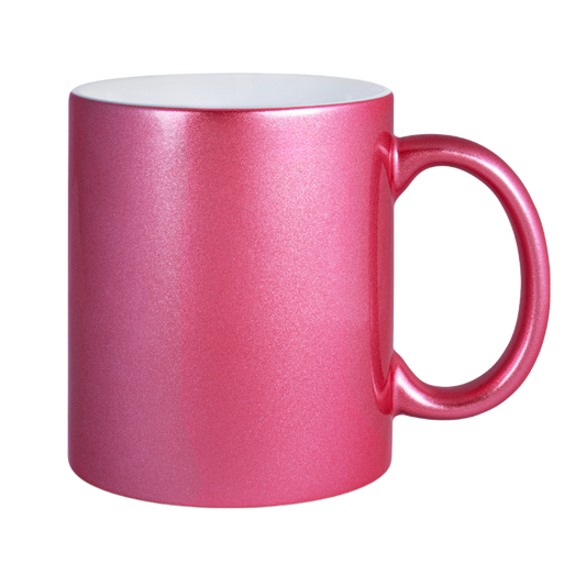 Ceramic mug with mother-of-pearl effect