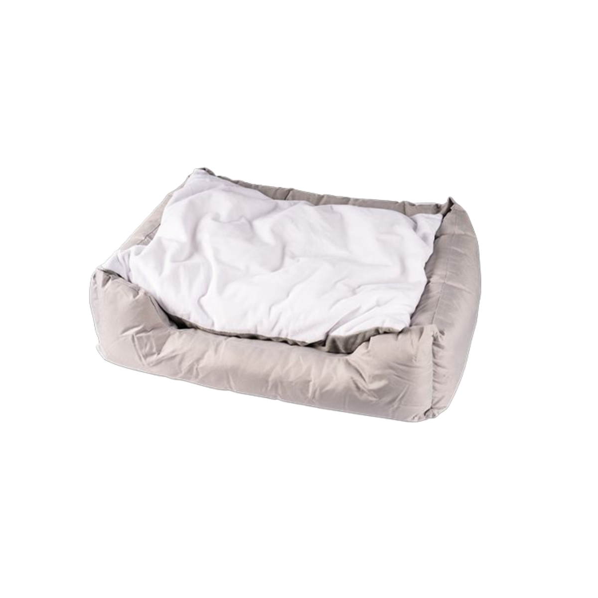 Tierbett grau, mit bedruckbarem Kissen weiß, Größe 65 x 55 cm