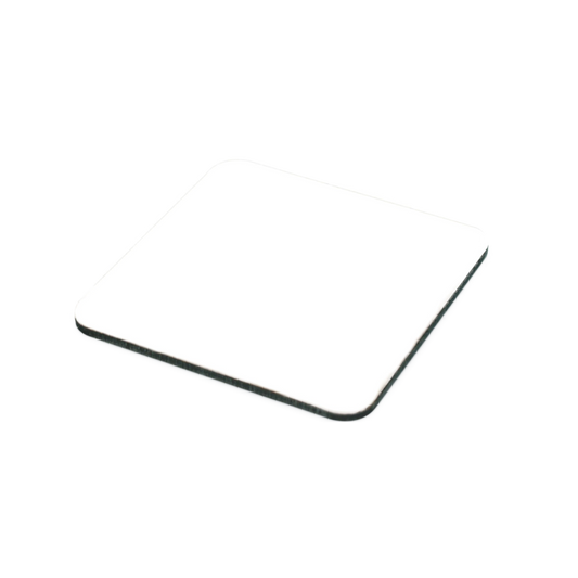HDF cork coaster, size 95 x 95 x 3 mm, color white-gloss